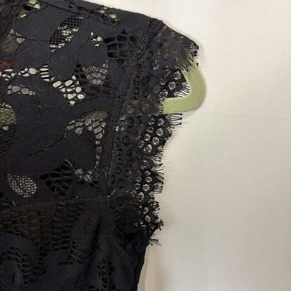 SANS SOUCI Size S Black High Neck Lace Overlay Sleeveless Dress Party Sexy Sweet - Picture 4 of 8